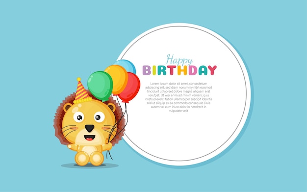 Happy birthday card with cute lion