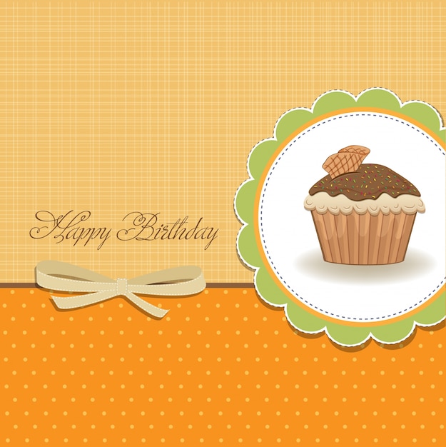 Happy birthday card with delicious cupcake