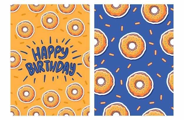 happy birthday card with donut pattern