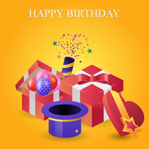 Vector happy birthday card with elegent design and dark background