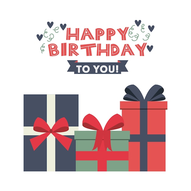 happy birthday card with gift boxes 