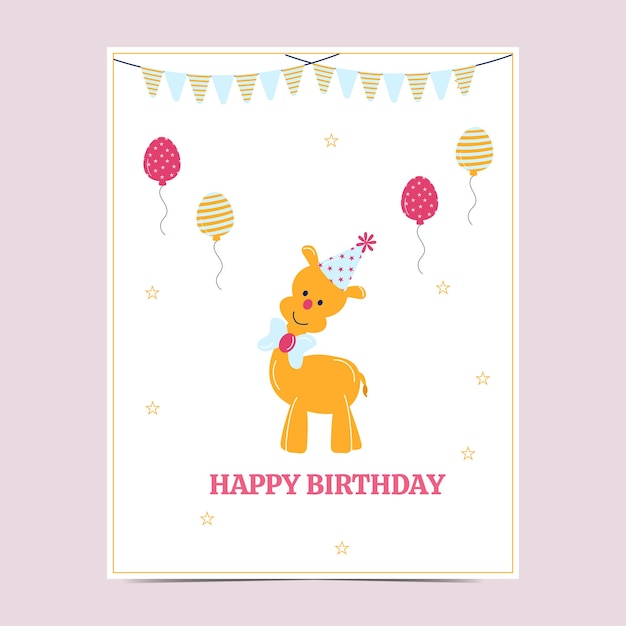 Happy birthday card with giraffe vector