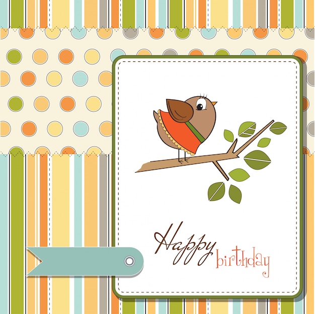 Happy Birthday card  with little bird