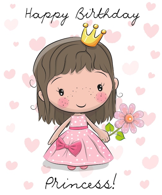 Happy birthday card with little princess