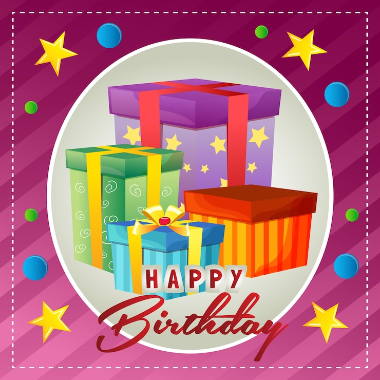 वेक्टर happy birthday card with present box