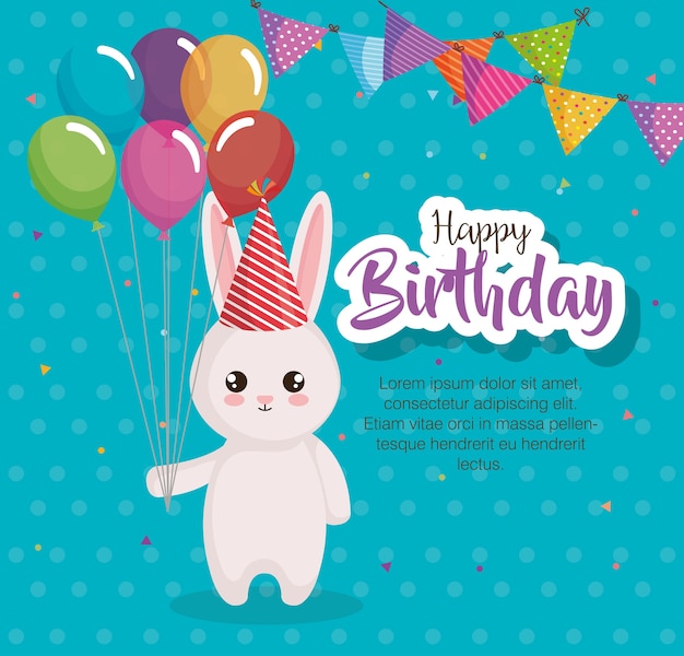 Happy birthday card with rabbit