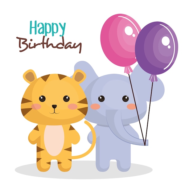 happy birthday card with tender animal 