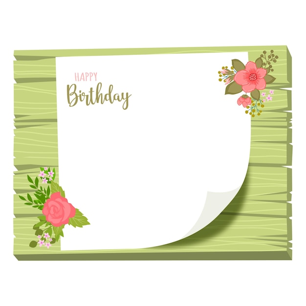 Happy Birthday card on Wooden Background