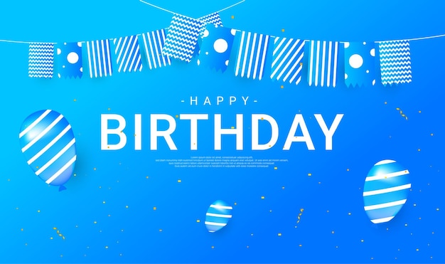 Вектор Поздравительные открытки с днем рождения синие и подходят для пригласительных билетов