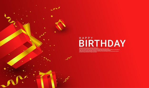 Happy birthday cards red and gold suitable for invitation cards