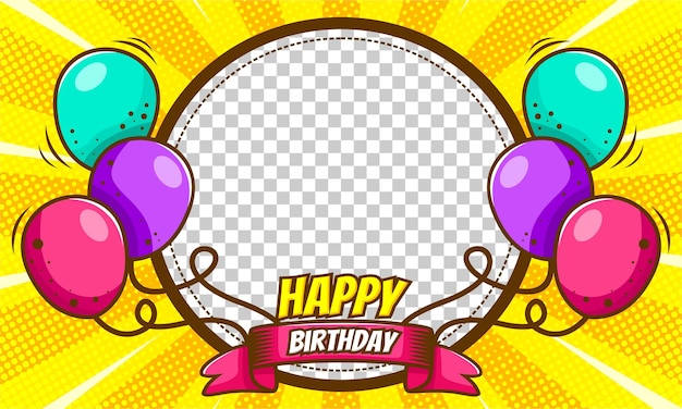 happy birthday cartoon frame template design