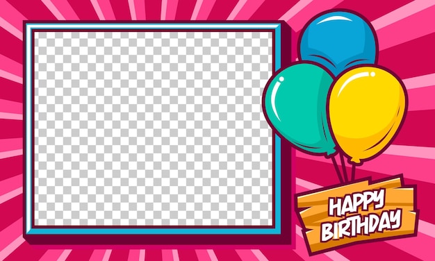 happy birthday cartoon frame template design