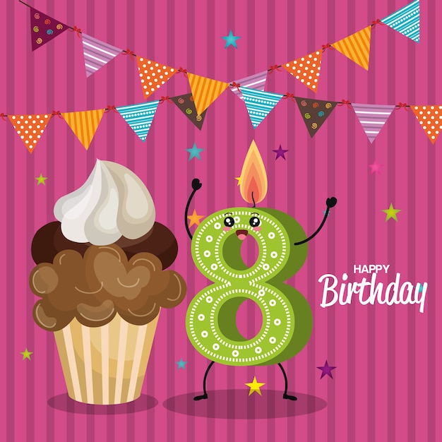 happy birthday celebration card vector illustration design