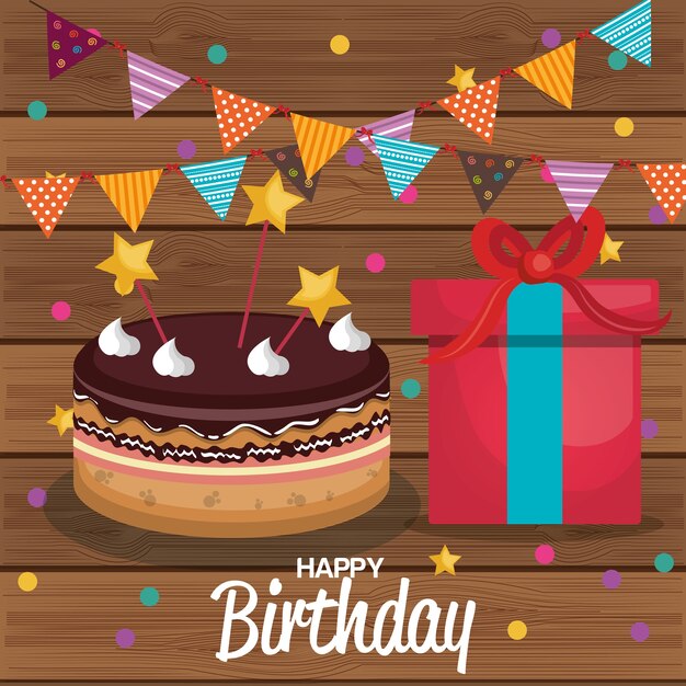 happy birthday celebration card vector illustration design