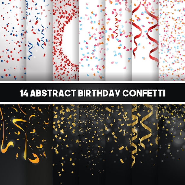 Happy birthday celebration confetti background collection