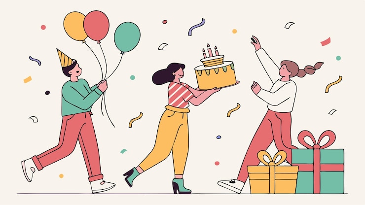 Vector 생일 축하 선물 라인 일러스트 터 일러스트