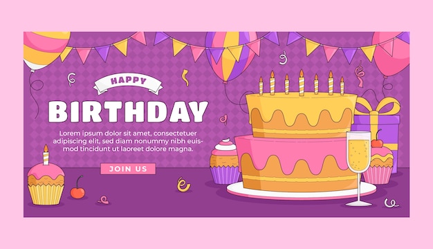 happy birthday celebration horizontal banner