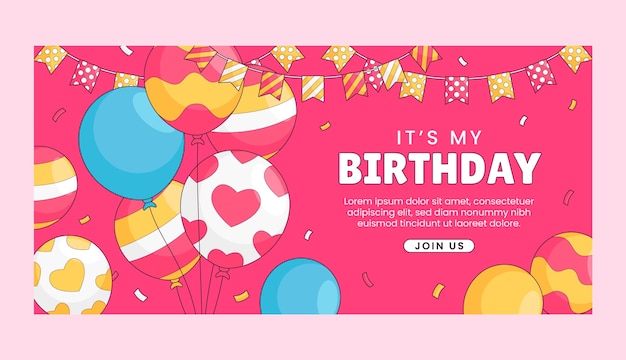 Happy birthday celebration horizontal banner