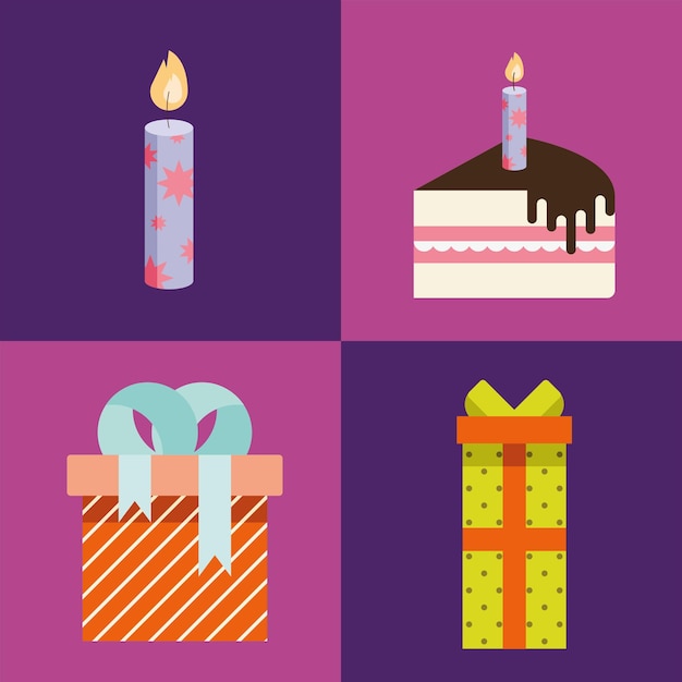 happy birthday celebration icons