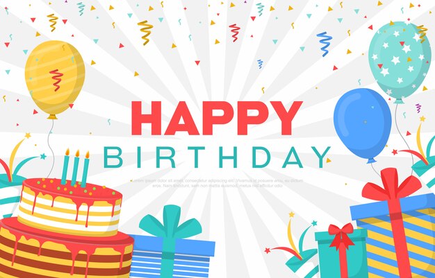 Vector happy birthday celebration party balloon cake banner greeting card