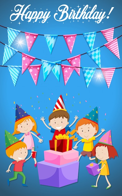 Vector happy birthday children card