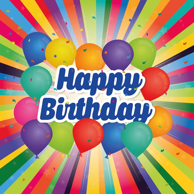 Vector happy birthday colorful card