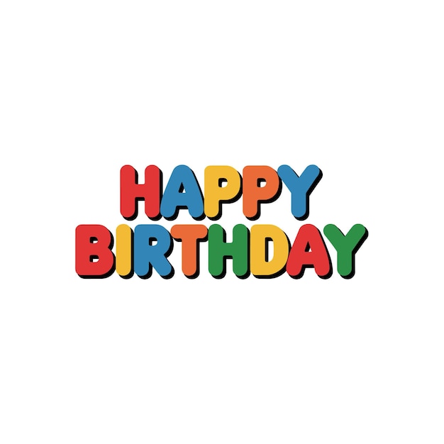 happy birthday colorful text