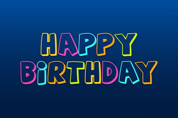 Happy Birthday colorful typography on dark background