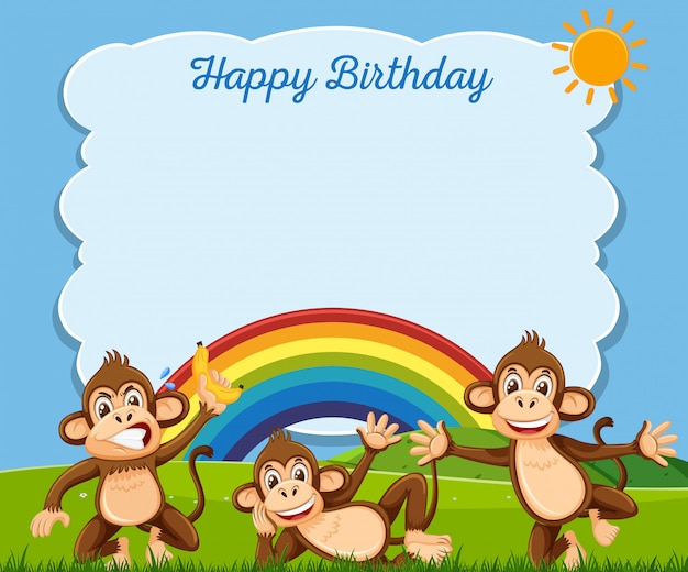 Happy Birthday concept with monkeys