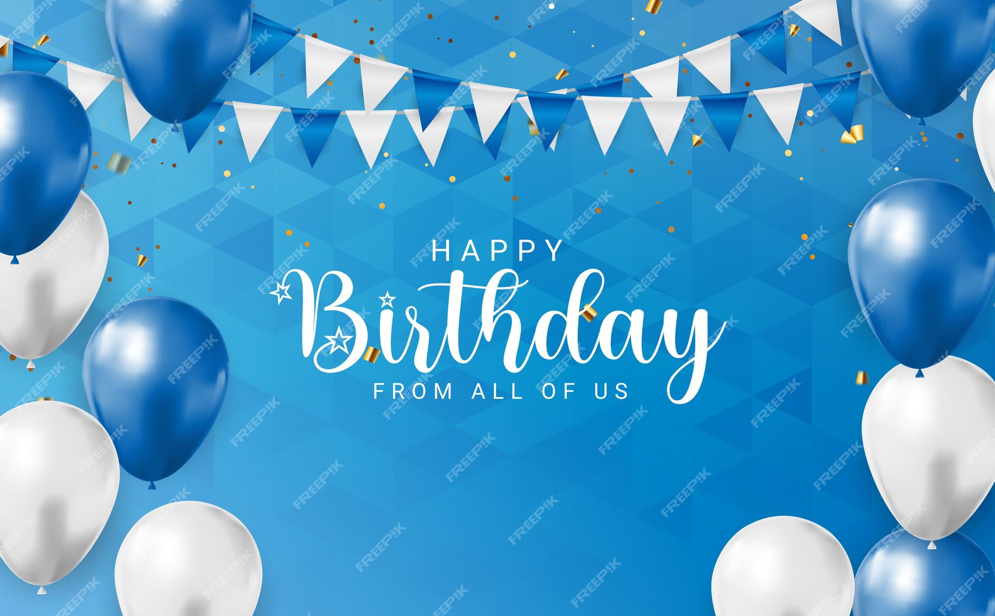 Premium Vector | Happy birthday congratulations banner design with  confetti, balloons and glossy glitter ribbon for party holiday background.  vector illustration