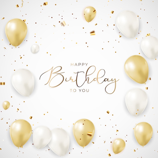 Vector happy birthday congratulations banner design with confetti balloons for party holiday background