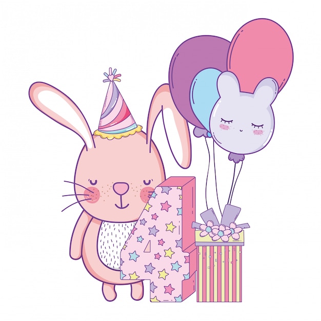 Vector happy birthday cute animal