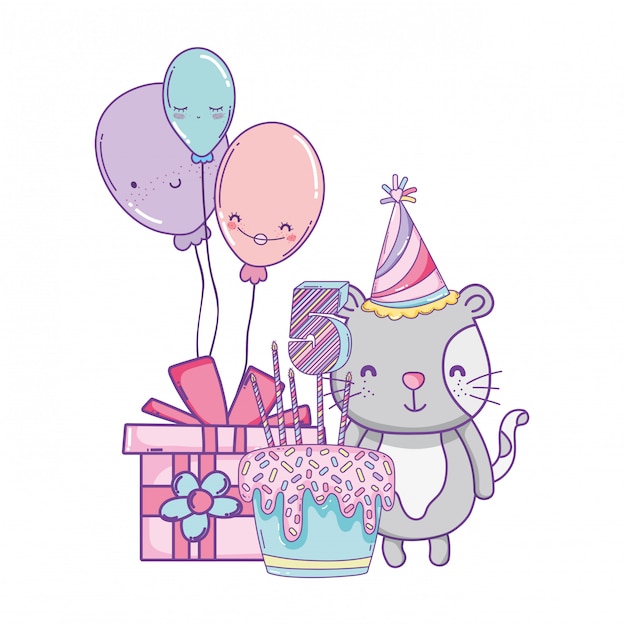 Vector happy birthday cute animal