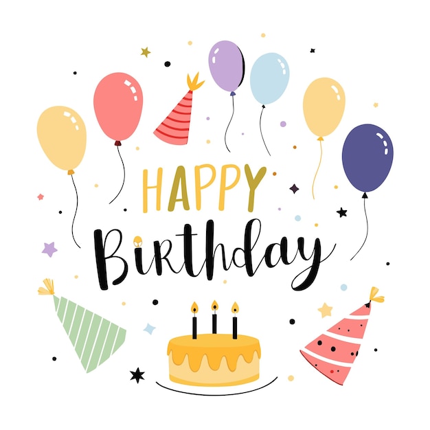 happy birthday day greeting card vector illustration