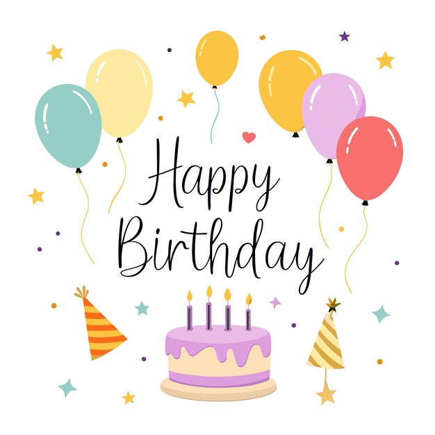 happy birthday day greeting card vector illustration