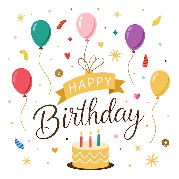 happy birthday day greeting card vector illustration
