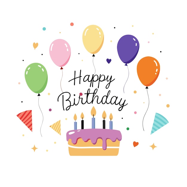 happy birthday day greeting card vector illustration
