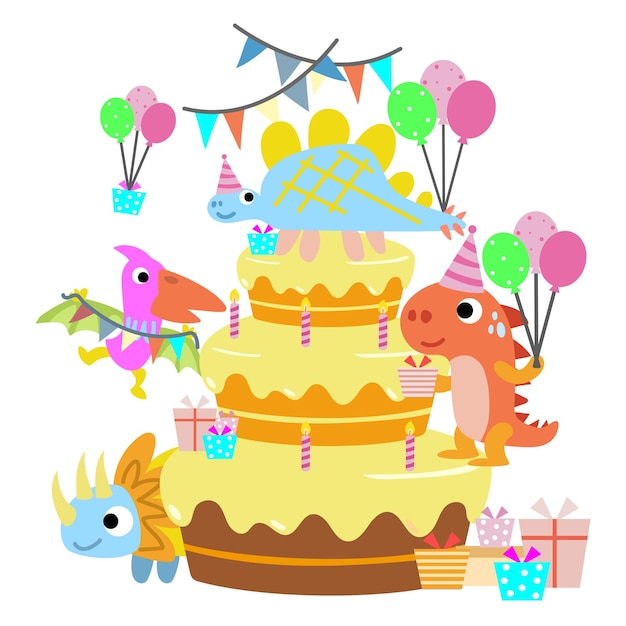 Happy Birthday Dinosaur party cake happy dino clipart