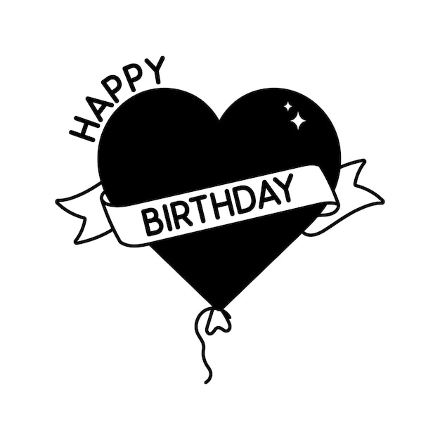 Vector happy birthday doodle vector outline sticker eps 10 file