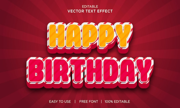 Happy birthday editable text effect design with premium vector