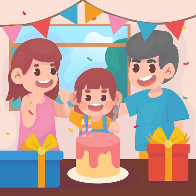 Happy birthday flat illustration design