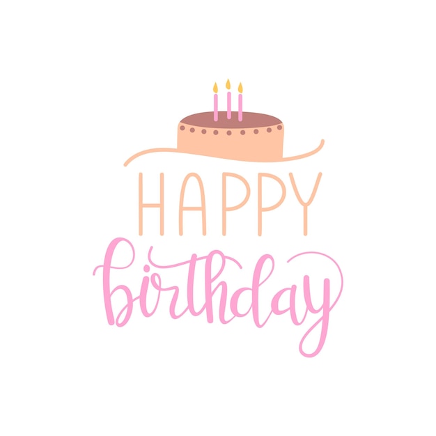 Vector happy birthday flat typographic card