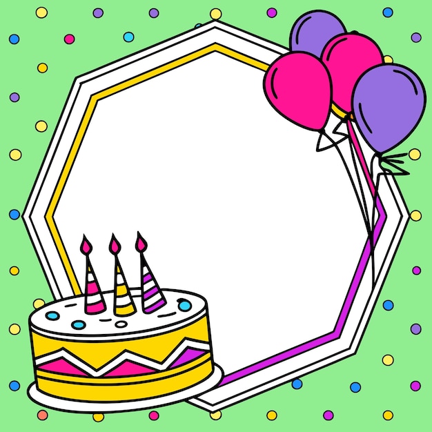 happy birthday frame colorful cake amp balloons fun party design