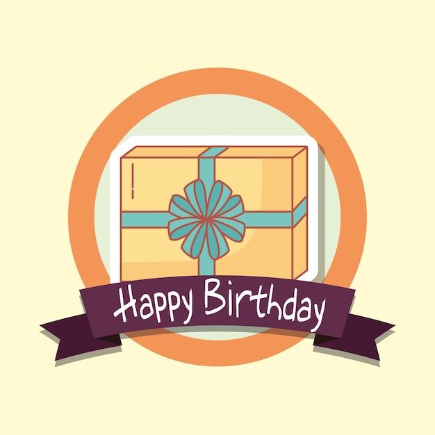 Vector happy birthday frame with gift box