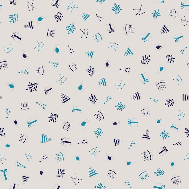 Happy birthday freehand drawings saeamless pattern background