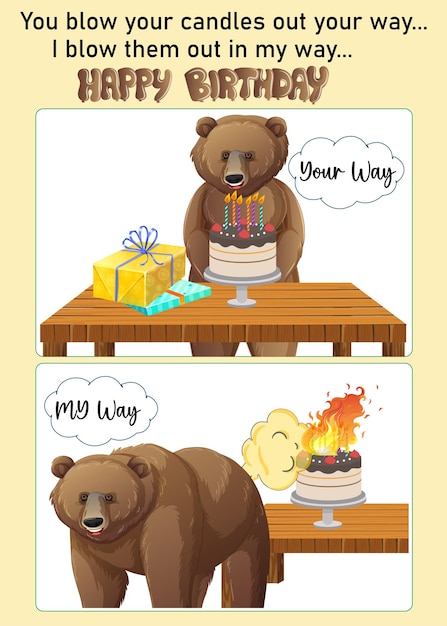 Vector happy birthday funny card template