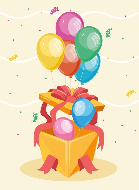 Buon compleanno regalo e palloncini