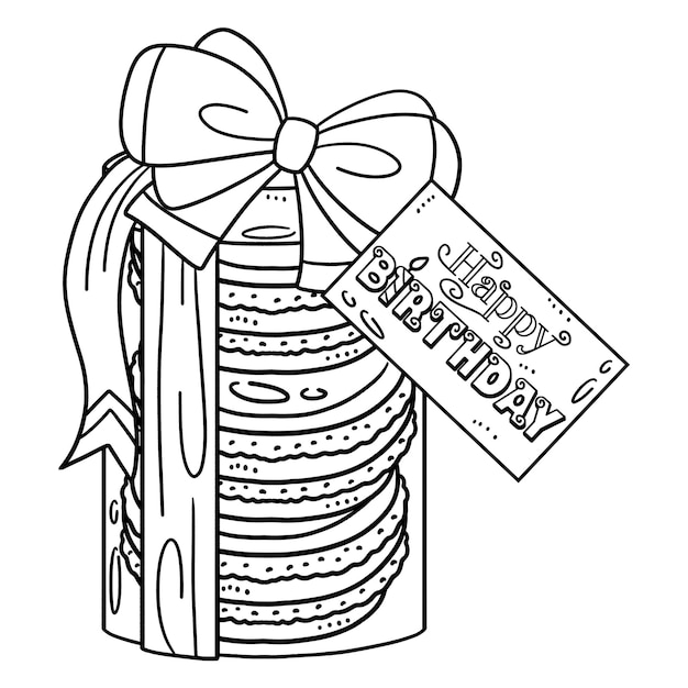 Happy Birthday Gift Isolated Coloring Page