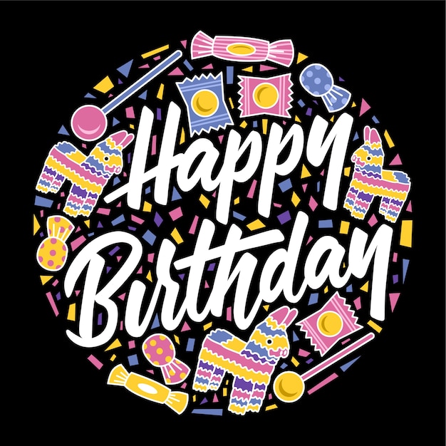 Vector happy birthday greeting card candy