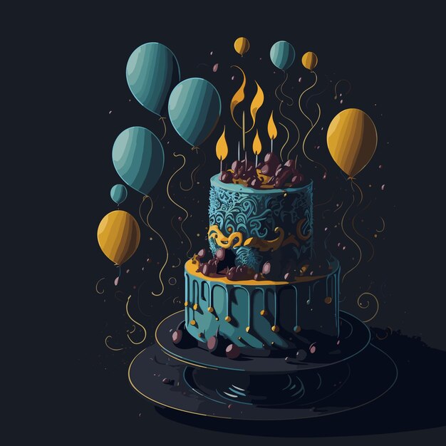 Vector happy birthday greeting card illustration